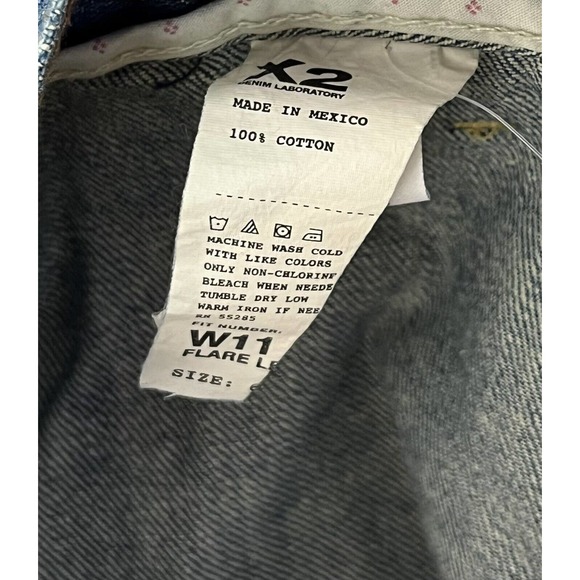 Express X2 Slim Fit W11 Flare Leg Jeans Womens Size 6 Blue Denim Patch Pocket - Picture 7 of 14